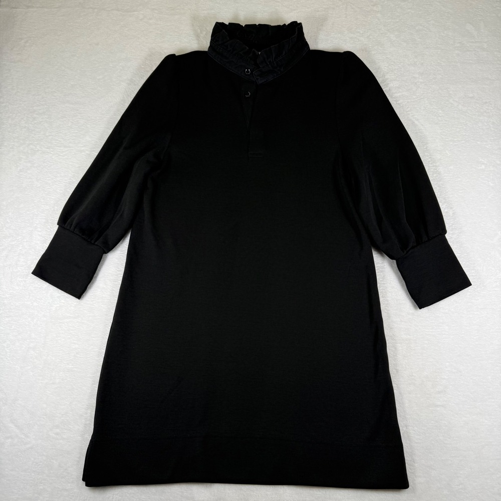 Pomander‎ Place Charlotte Terry Ruffle Neck Puff Sleeve Shift Tunic Dress XS